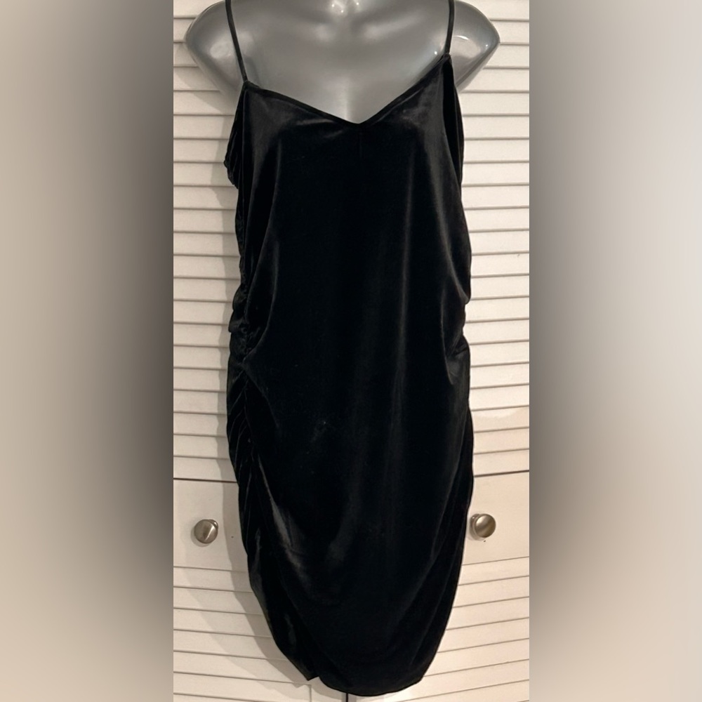 NWT Bar III black velour laced back clingy mini sleeveless dress size XXL